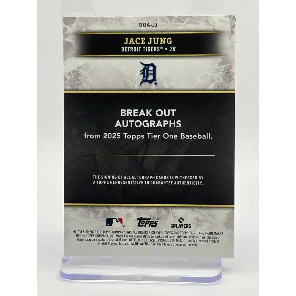 2025 Topps Tier One Jace Jung Rookie Blue Auto 49/99 SP Detroit Tigers RC - Picture 2 of 2